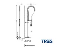 MEDIDAS DUCHA EXTRAIBLE PARA COCINA INDUSTRIAL TRES